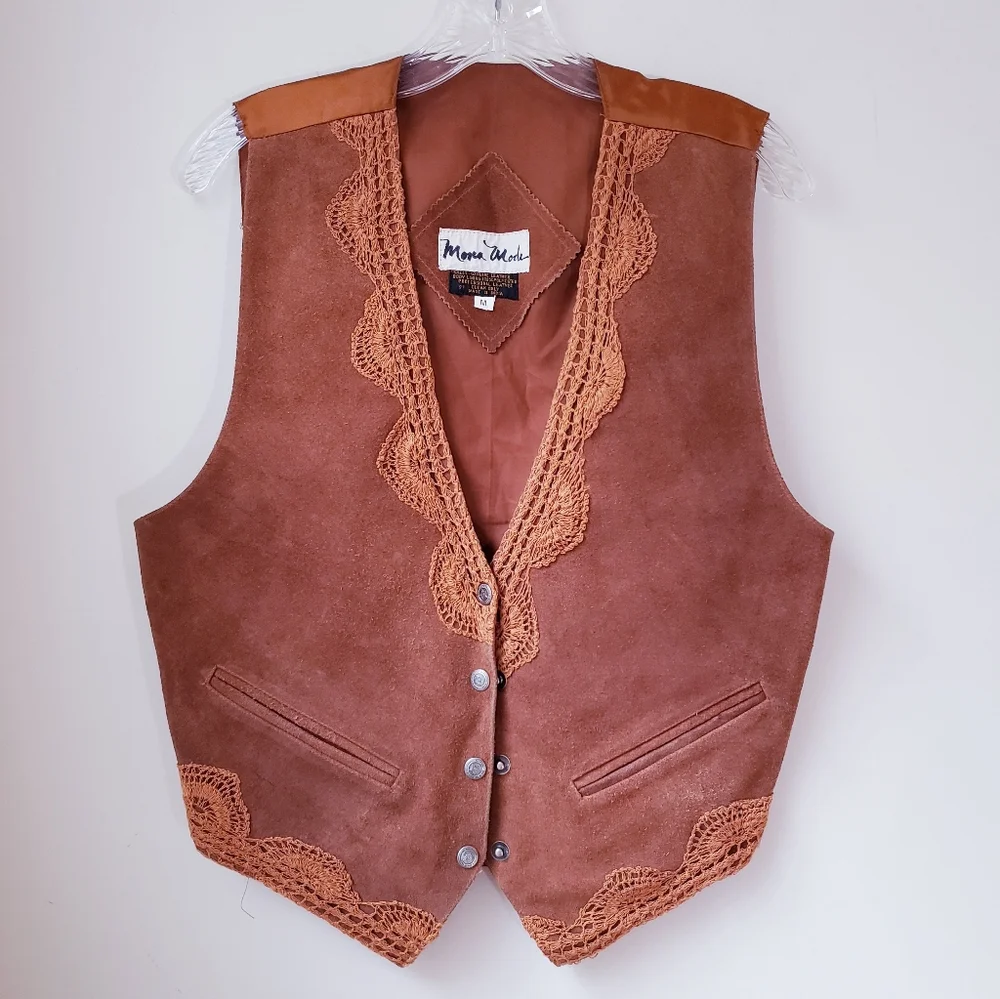 Vintage Mona Mode Tan Leather Vest - Picture 11 of 11
